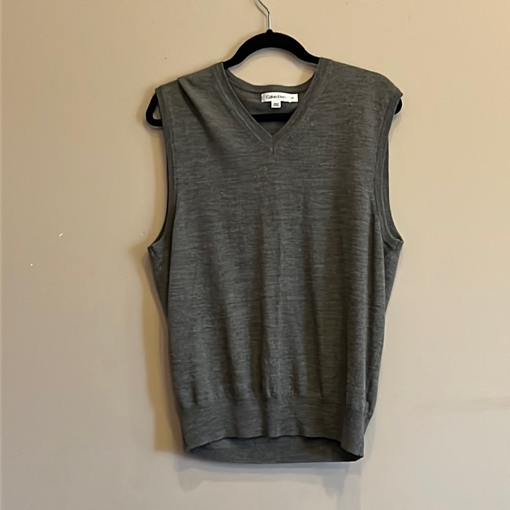 Calvin Klein gray V neck sweater, worn once . Non smoker